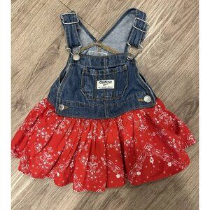 OshKosh B'Gosh Little Girls‎ 9M Denim Overall Bandana Dress Paisley Western